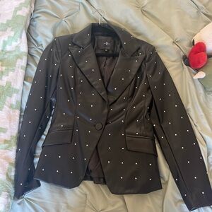Black leather blazer with gems